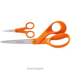 инструмент Fiskars оригиналната ножица с оранжева дръжка (8") и ножица с микро връх (№ 5) (комплект от 2 части) 8V6H6557